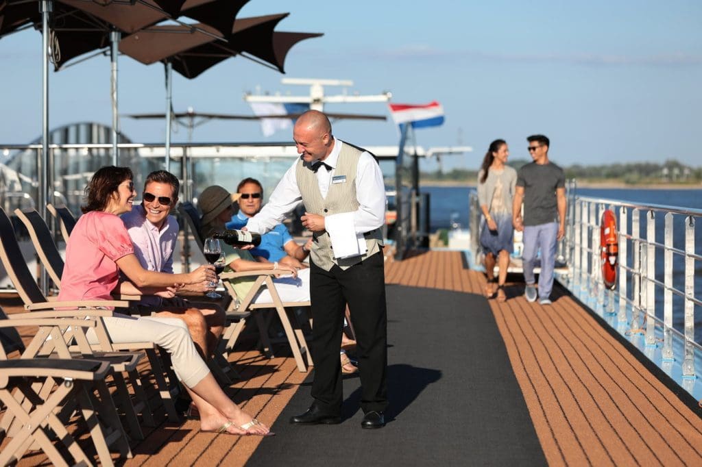 Service on deck on a river cruise