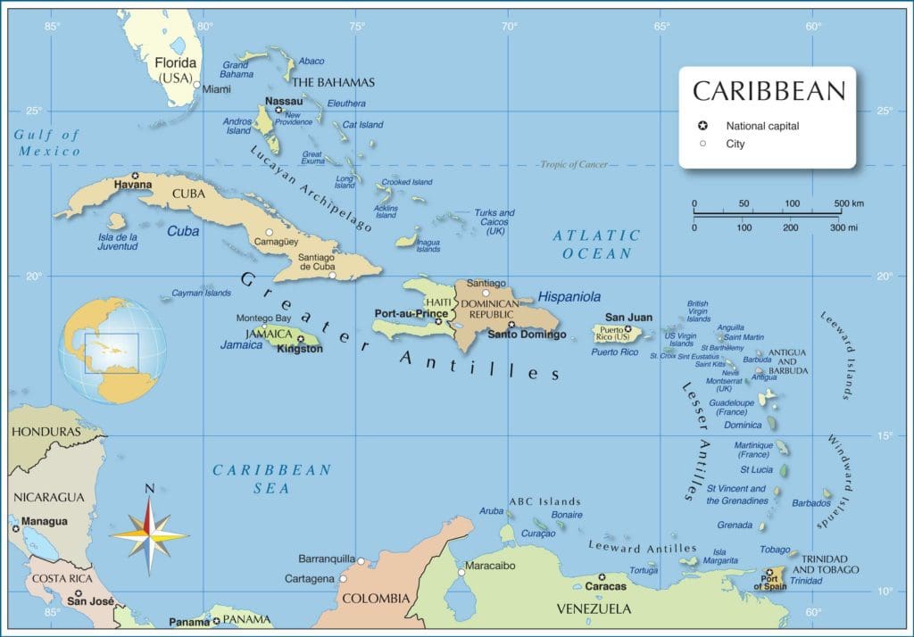 Map of the Caribbean