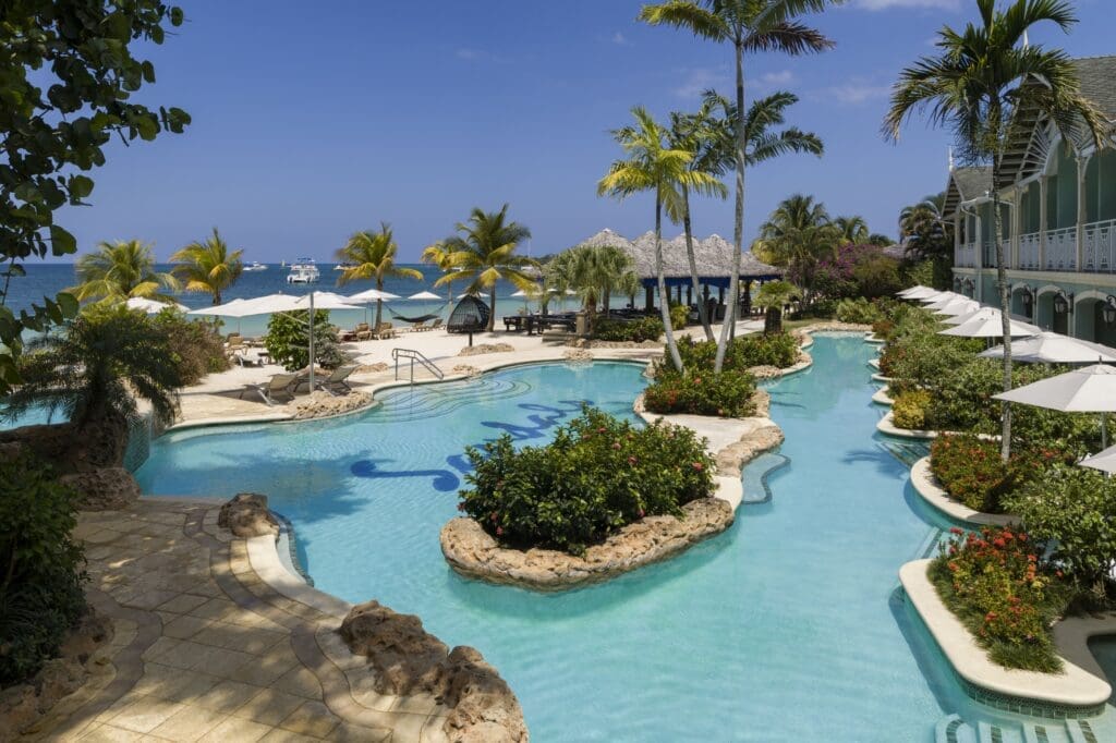 Sandals Negril Crystal Lagoon Pool and Beach by the Ocean